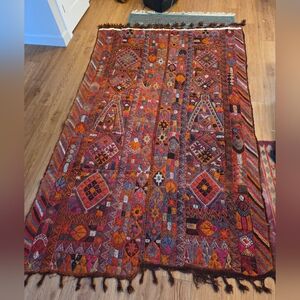 Vintage Handmade Iraqi Marsh Arab Wedding Blanket Rug Kilim Wool Tribal Folk Art